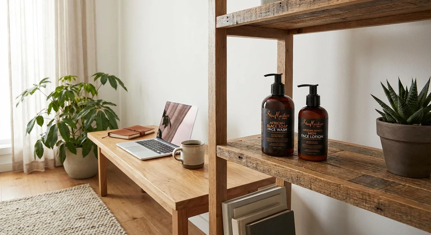 SheaMoisture Men African Black Soap face wash and lotion displayed on shelf at Target store